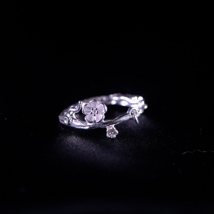Plum Flower - Miao Silver Filigree Ring