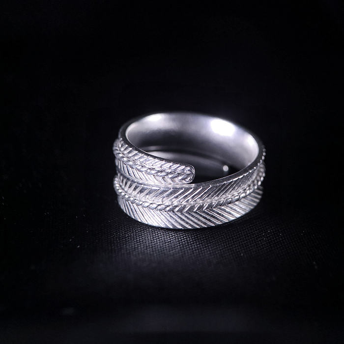 Wheat Leaf - Miao Silver Engraved Chisel Ring