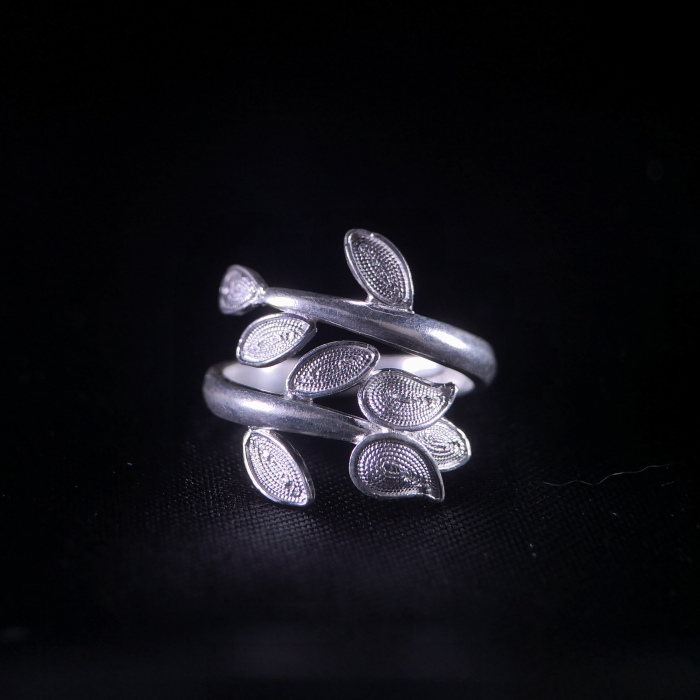 Leaf - Miao Silver Filigree Ring