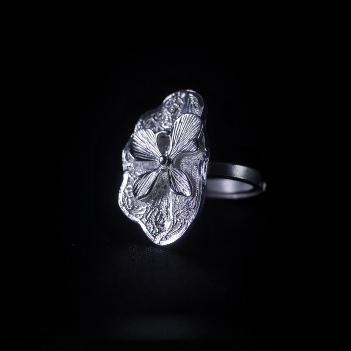 Lotus- Miao Silver Filigree Ring