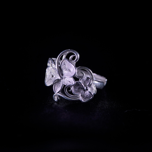 Butterfly Flower- Miao Silver Filigree Ring