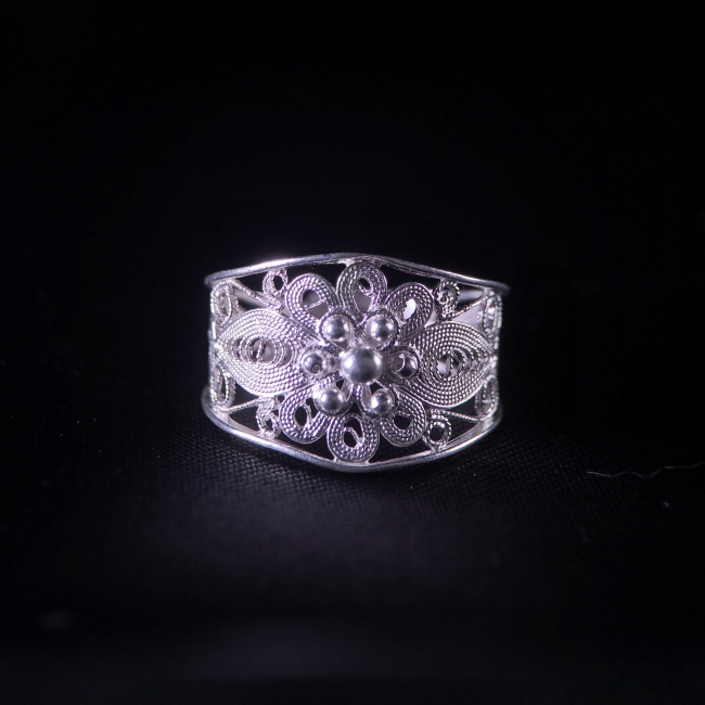 Sun Flower - Miao Silver Filigree Ring