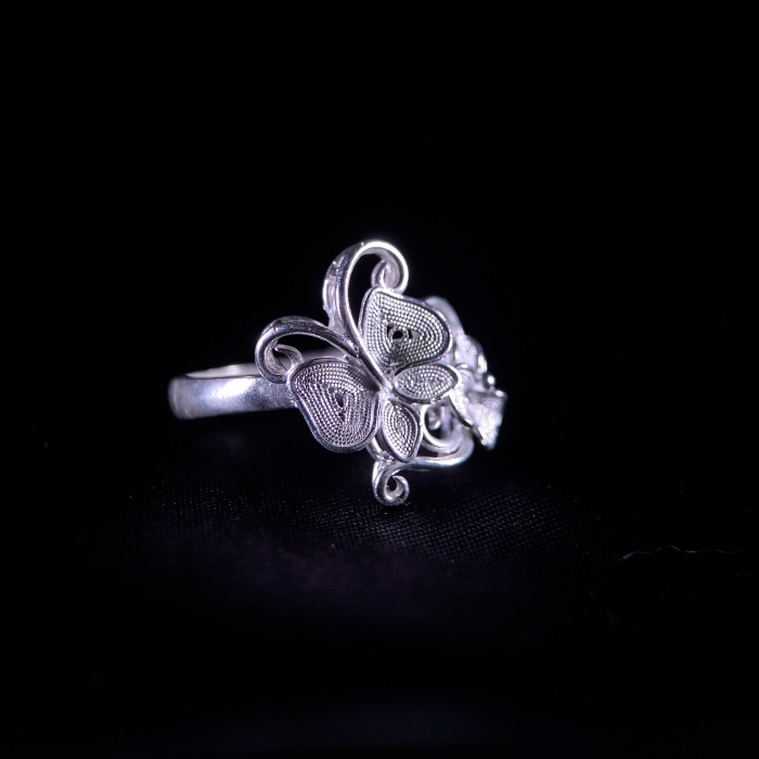 Butterfly Flower- Miao Silver Filigree Ring