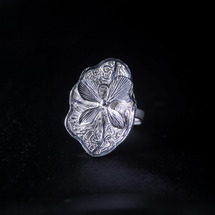 Lotus- Miao Silver Filigree Ring