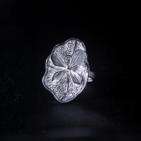  Lotus- Miao Silver Filigree Ring