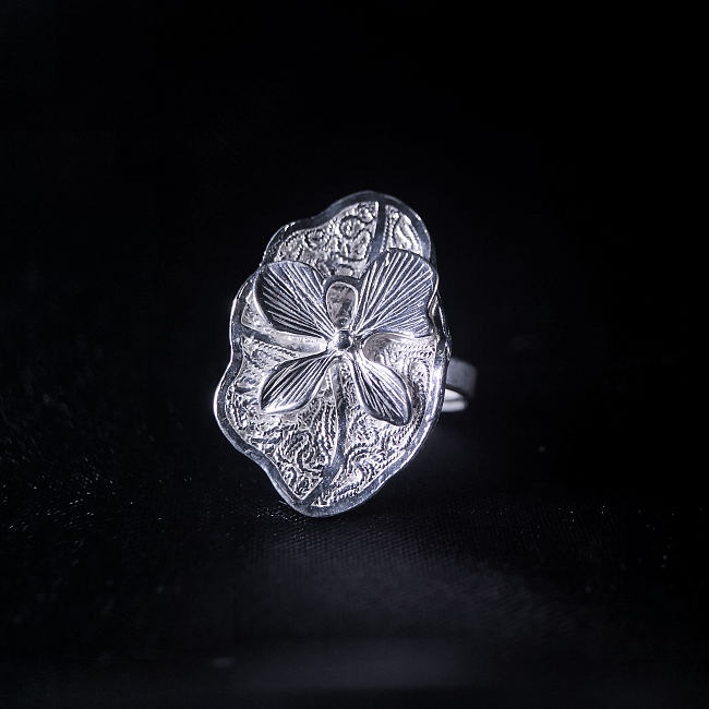 Lotus- Miao Silver Filigree Ring