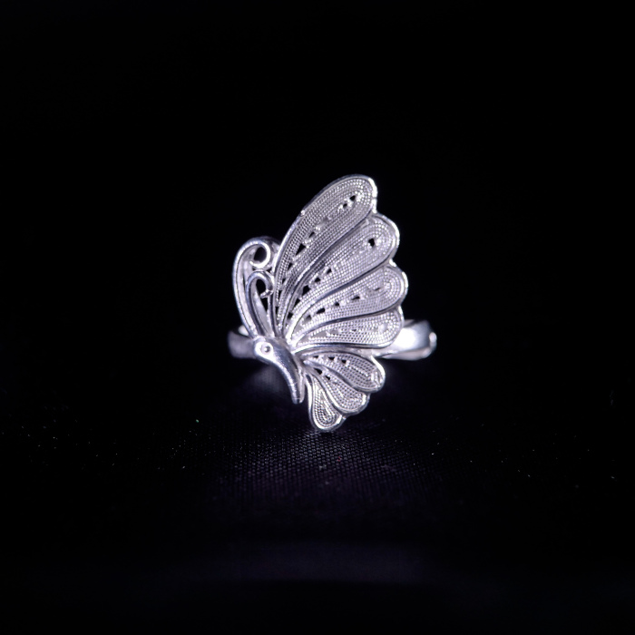Butterfly- Miao Silver Filigree Ring