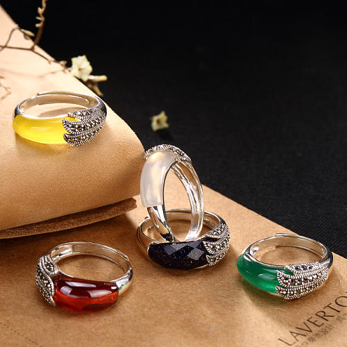 Peacock Feathers - Silver Ring