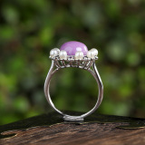 Flower - Purple Mica - Silver Ring