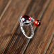 Fox - Red Garnet Silver Ring