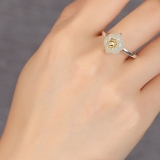 Pumpkin Flower - Jade Silver Ring