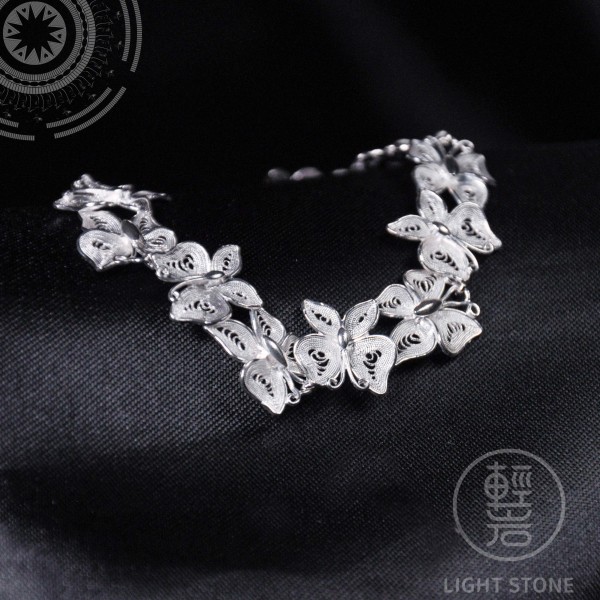 Butterflies - Miao Silver Filigree Bracelet