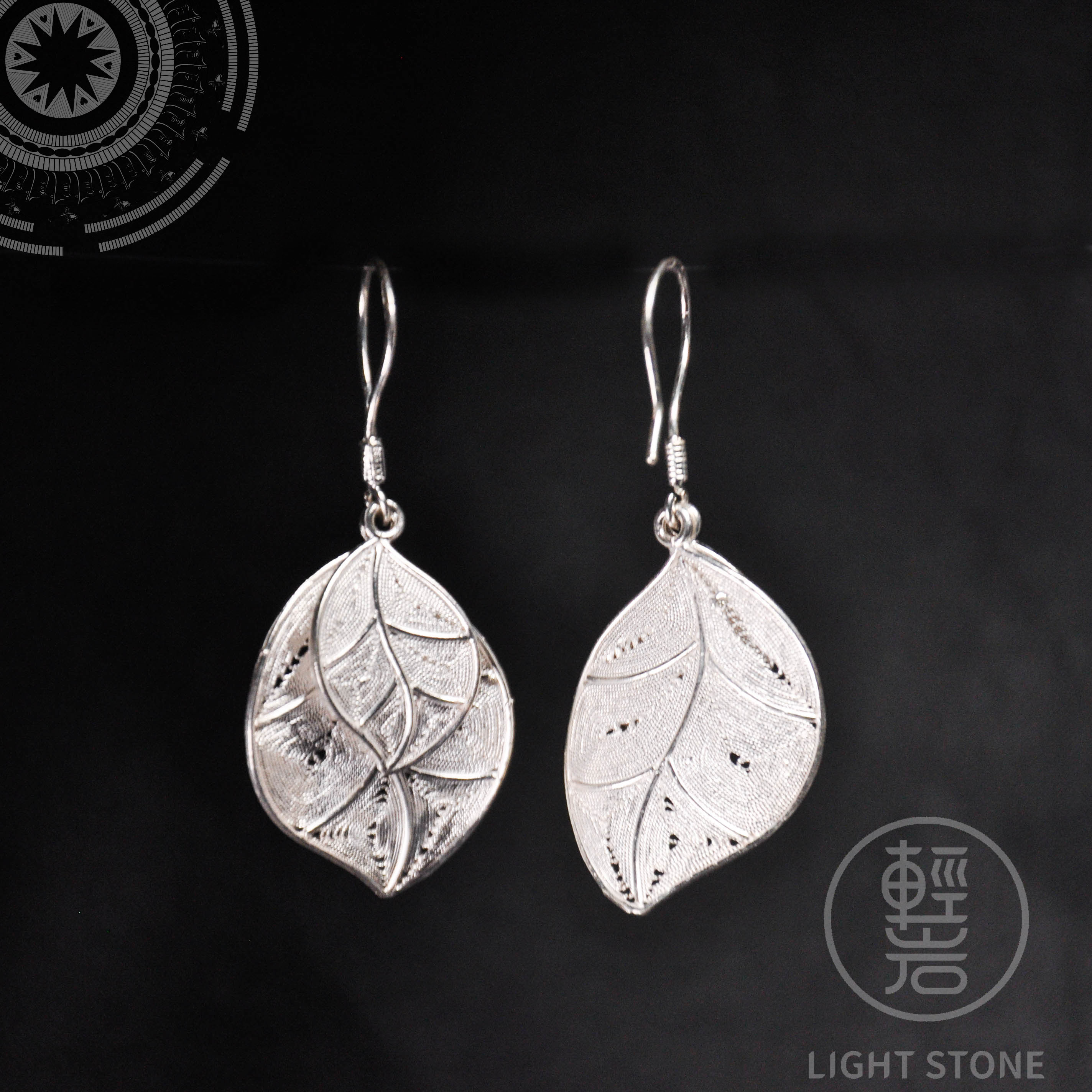 Silver Filigree Medium Leaf Dangle Earrings – Loralyn Designs