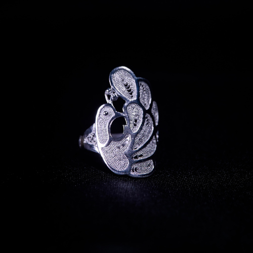 Peacock - Miao Silver Filigree Ring