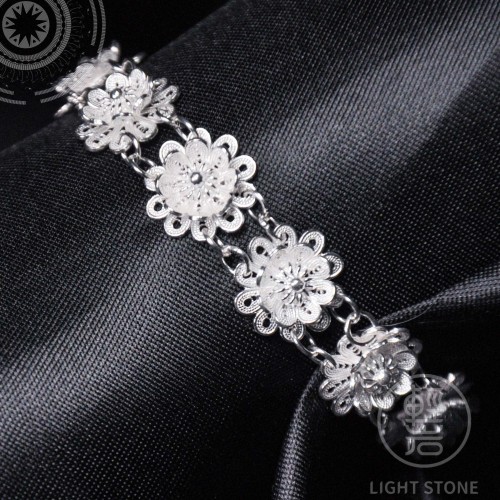 Flowers - Miao Silver Filigree Bracelet