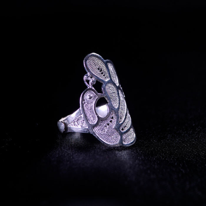 Peacock - Miao Silver Filigree Ring