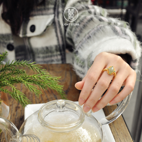 Green Wind - Jade Silver Ring