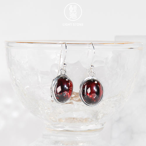 Red Drop - Chalcedony Silver Earrings