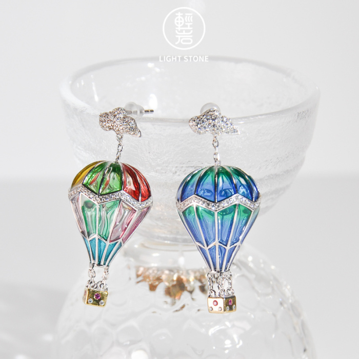 Balloons - Glass Enameling Silver Earrings