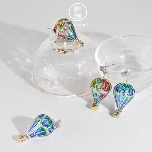Balloons - Glass Enameling Silver Earrings
