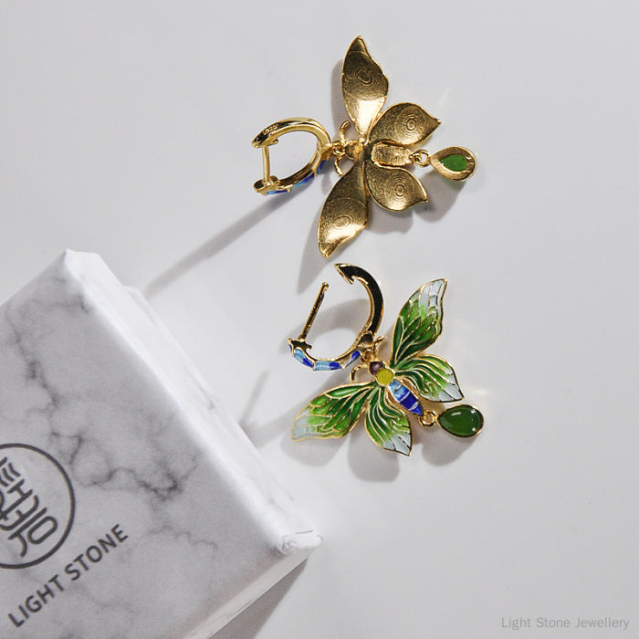 Online Earrings - Butterfly of Forbidden City - Chinese Cloisonne ...