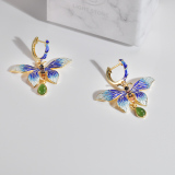 Online Earrings - Butterfly of Forbidden City - Chinese Cloisonne Silver Earrings| LIGHT STONE