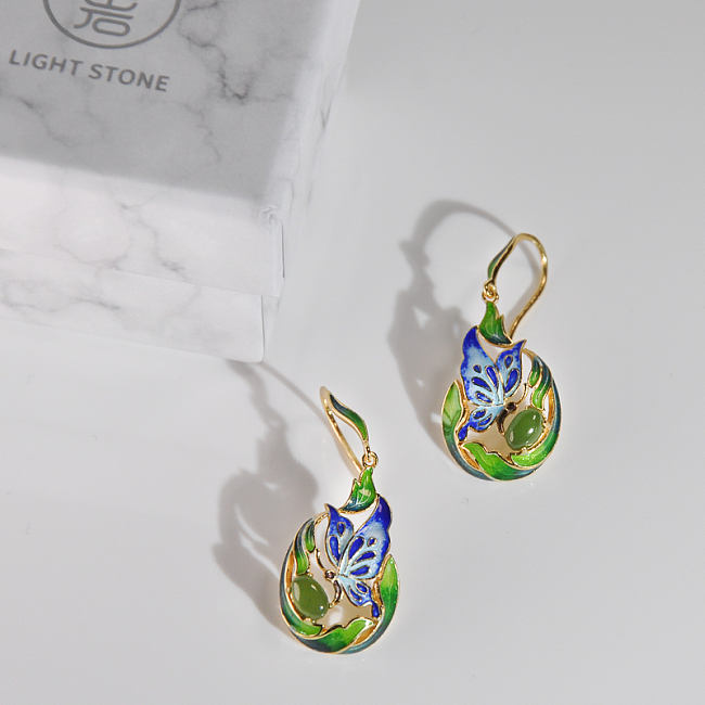 Butterfly - Cloisonne Silver Earrings