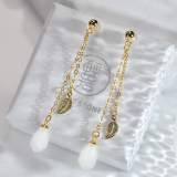 Online Earrings - Mulan - White Magnolia -Chinese Jade Silver Earrings| LIGHT STONE