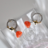 Online Earrings -Dolphin - Chinese Red Agate Silver Earrings| LIGHT STONE
