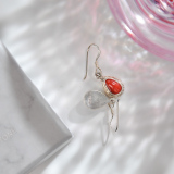 Chinese Handmade Jewelry- Online Shop-Red Coral Tibetan Silver Earrings| LIGHT STONE
