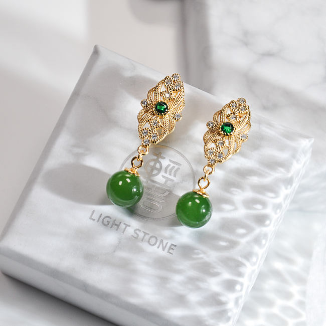Royal Green - Jade Silver Earrings