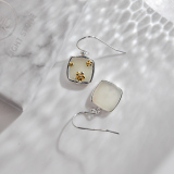 Chinese Asian Artisan- Online Shop- White Jade Plum Flower Earrings| LIGHT STONE