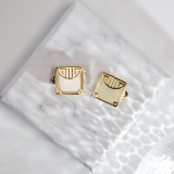 Best Online Earrings- Asian Gift - Window Shape Chinese Jade Silver Earrings| LIGHT STONE