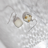 Chinese Asian Artisan- Online Shop- White Jade Plum Flower Earrings| LIGHT STONE