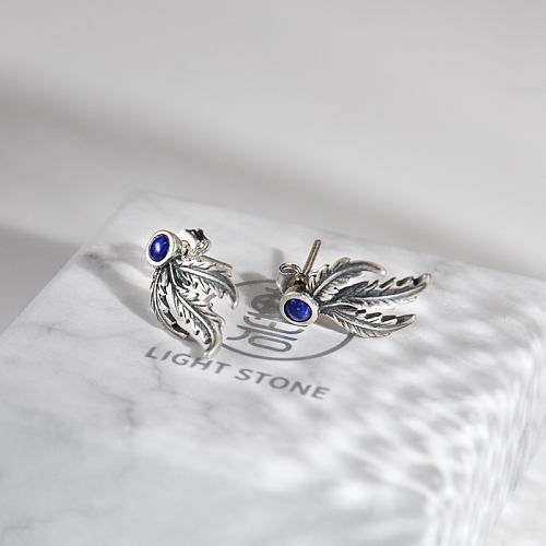 Phoenix Feather - Lazurite Silver Silver Ear Stud