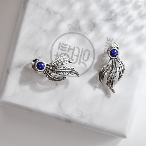 Phoenix Feather - Lazurite Silver Silver Ear Stud