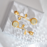 Best Online Earrings - Rose - Chinese Jade Gilt Silver Earrings | LIGHT STONE