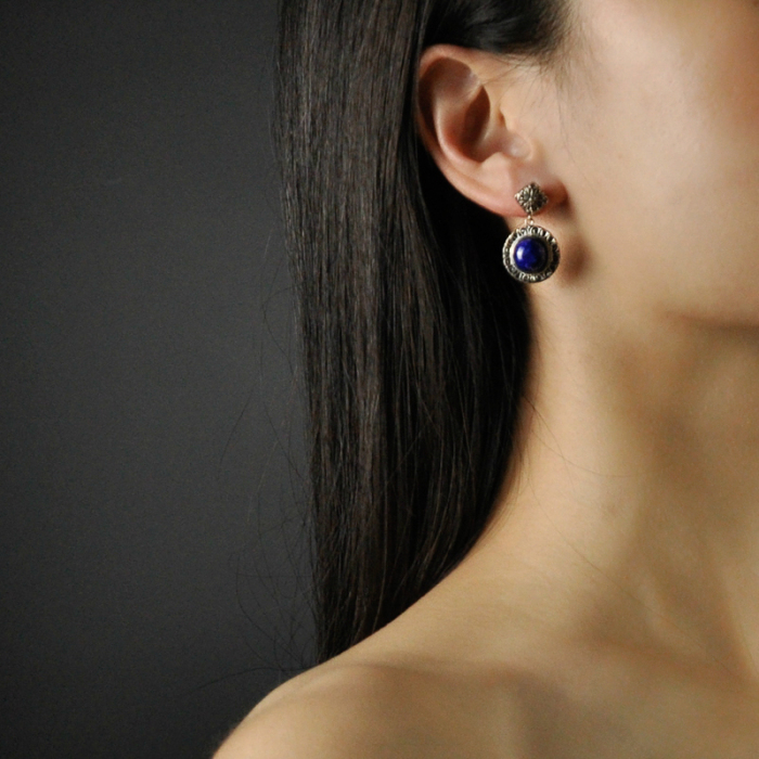 Best Online Earrings - Asian Chinese Artisan Lazurite Earrings - Universe| LIGHT STONE