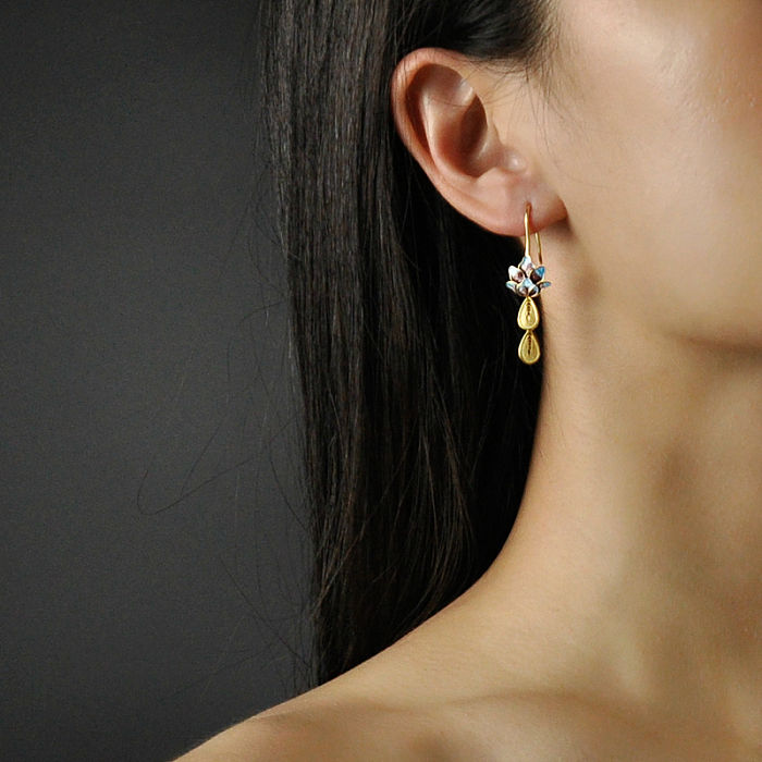 Online Earrings - Handmade Gift - Chinese  Enamel Cloisonné Lotus | LIGHT STONE