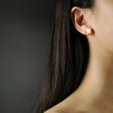 Chinese Artisan  Jewelry- Round Flower - Jade Silver Ear Stud| LIGHT STONE
