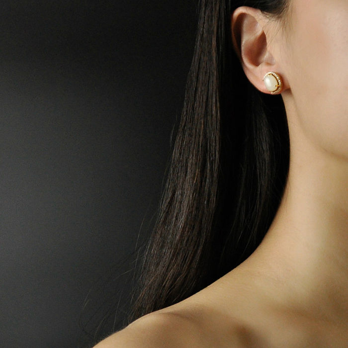 Online Earrings - Rose Gold - Chinese White Jade Earrings | LIGHT STONE