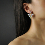 Blue Butterfly of Forbidden City - Burning Blue/Cloisonne Silver Earrings