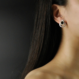 Best Online Earrings -  Modern Design Chinese Jade Osmanthus Silver Earrings| LIGHT STONE