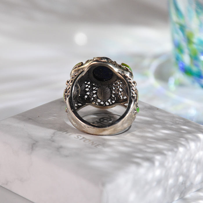 Lucky Coin - Chinese Cloisonne Silver Ring - Handmade - Online Shop | LIGHT STONE