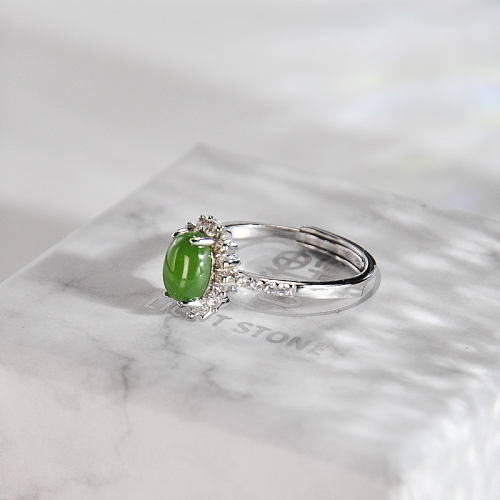 Esmeralda Star - Green Hetian Jade Silver Ring