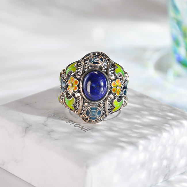 Lucky Coin - Cloisonne Silver Ring