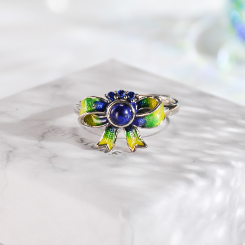Butterfly - Burning Blue Cloisonné Silver Ring