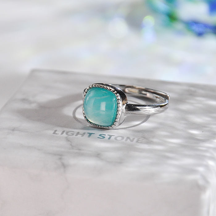 Chinese Artisan Jewelry- Square Amazonite - Silver Ring - Online Shop | LIGHT STONE
