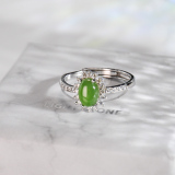 Chinese Artisan  Jewelry- Star Shining - Green Hetian Jade Silver Ring | LIGHT STONE