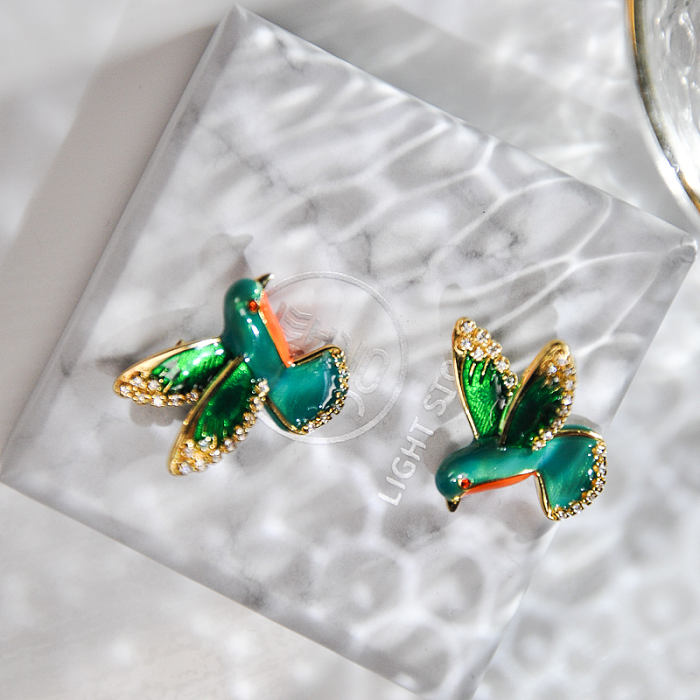 Hummingbird - Enameling Silver Earrings -Chinese Handmade Jewelry Online Shop | LIGHT STONE
